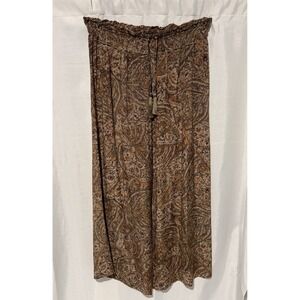 Calypso St Barth M Wide Leg Pants Paisley 100% SILK Beach Resort Wear Lagenlook